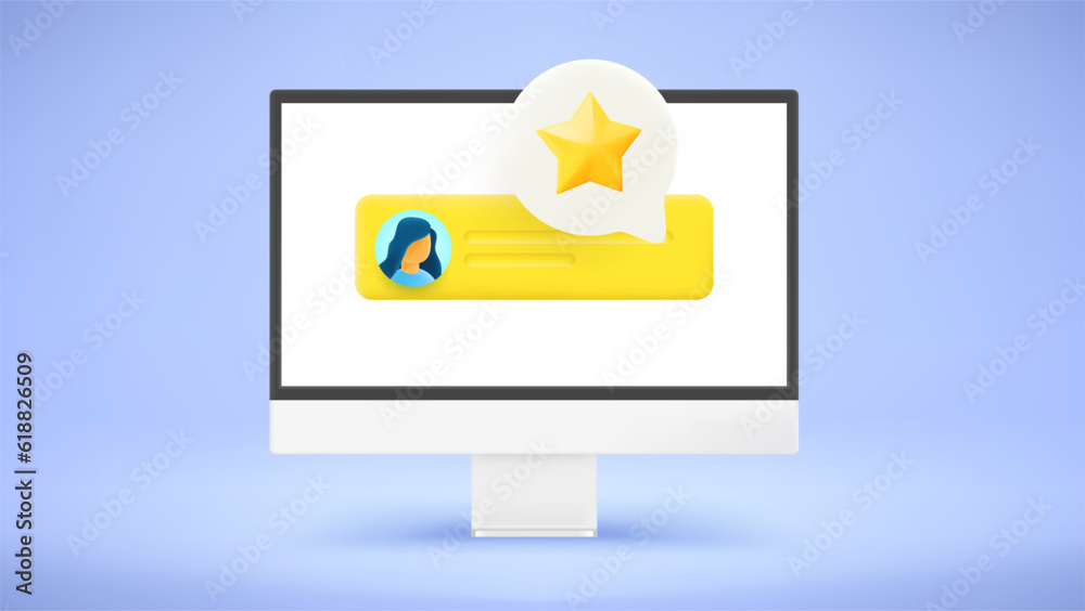 Poster Modern computer with communication icons. Messenging concept. 3d vector mockup