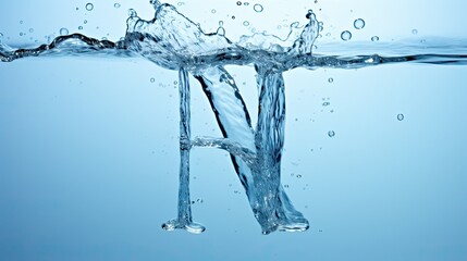 H2O Water Alphabet in Blue Font. Isolated on White Background with Text and Letters as Signs. Generative AI
