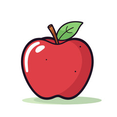 Apple icon. Cute image of an isolated red apple. Vector illustration.