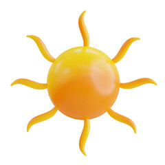 3D Sun. icon isolated on white background. 3d rendering illustration