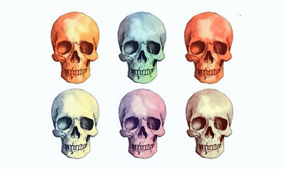 Obraz na płótnie Canvas Skull halloween isolated watercolor generative ai