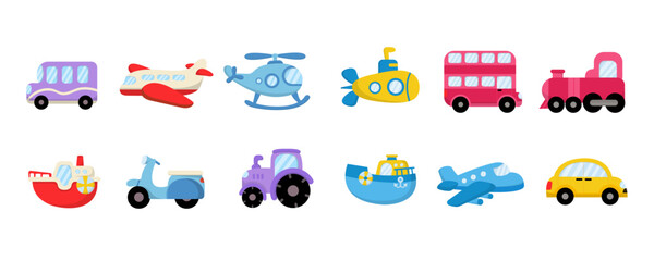 Cute collection colorful cars