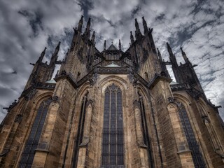Fototapeta na wymiar St. Vitus Cathedral in Prague from behind, Czech Republic