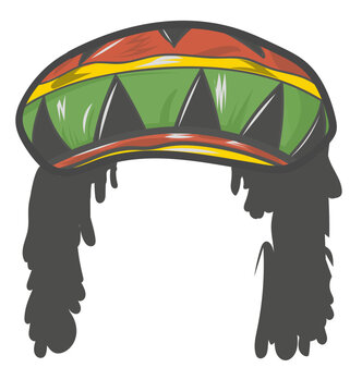 Jamaican rasta hat with dreadlocks. Reggae style avatar.