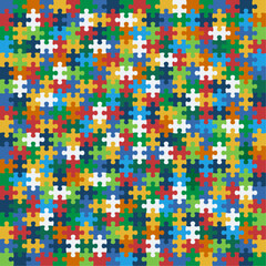 400 colorful jigsaw puzzle pieces background vector.
