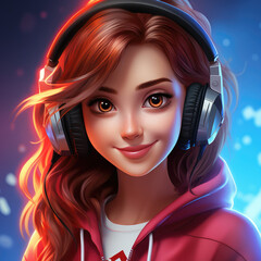 Red hair DJ girl created with AI