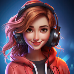 Red hair DJ girl created with AI