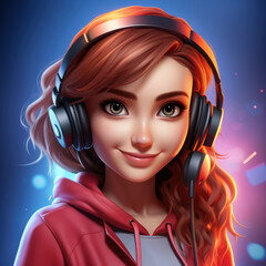 Red hair DJ girl created with AI