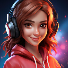 Red hair DJ girl created with AI