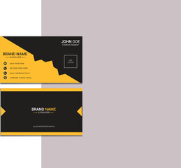 Business card set template for business identity corporate style. 
Black & Orange color. Vector illustration.