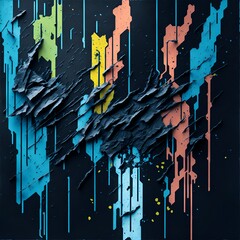 Photo of an abstract painting with vibrant colors and dynamic brushstrokes