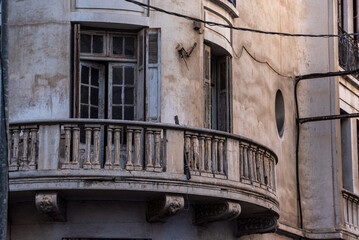 Old derelict Art Deco houses in the Ville Nouvelle of Casablanca