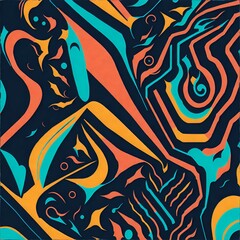Photo of An Abstract Painting with Vibrant Colors and Unique Shapes