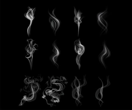 Vector isolated realistic cigarette smoke waves. Vector eps10