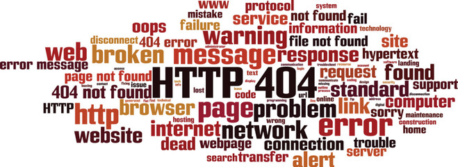 HTTP 404 word cloud concept. Collage made of words about HTTP 404. Vector illustration 