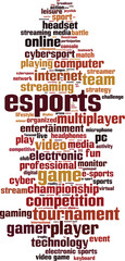 Esports word cloud concept. Collage made of words about esports. Vector illustration 