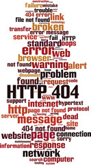 HTTP 404 word cloud concept. Collage made of words about HTTP 404. Vector illustration 