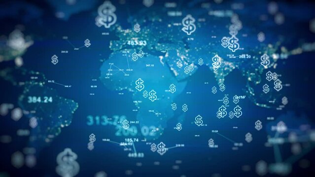 Money Connecting the World in a 3D animation