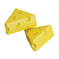 3d Cheese icon isolated on white background. 3d rendering illustration