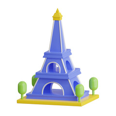 3d Eiffel Tower icon isolated on white background. 3d rendering illustration