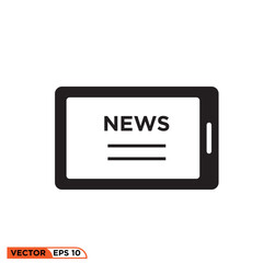 Online news on tablet icon vector graphic of template