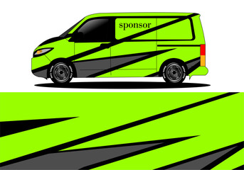 Green abstract racing sports car for the design of sticker wrap and vehicle livery