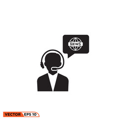 News anchor icon vector graphic of template