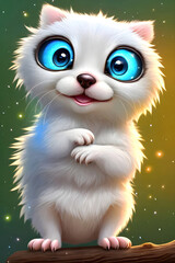Fototapeta premium Funny little squirrel, cute small fluffy with big eyes.