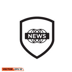Shield news logo icon vector graphic of template 