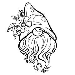 Gnome, black and white stripes on the white background Is a vector image Suitable for coloring Or general lines