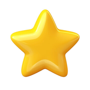 Yellow shiny star. 3d icon created with Generative Ai technology