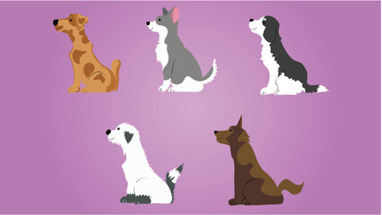 Sitting dogs vectors Collection