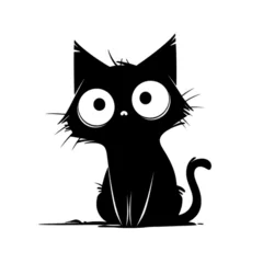 Fototapeten Halloween banner with tradition symbols. Black cat illustration. Generated AI © Alice