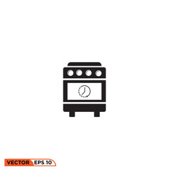 Oven on timer icon vector graphic of template