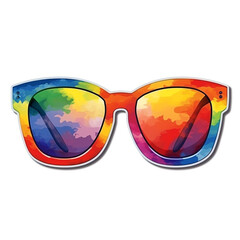 Abstract Rainbow Sunglasses on white