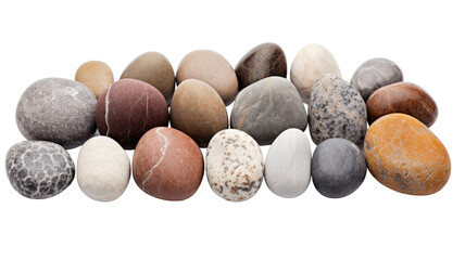 collection of stones. isolated on a transparent background, generative ai