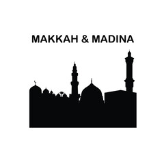 Kaaba vector and Madina vecter on Islamic shape design. Makkah and madina vecter
