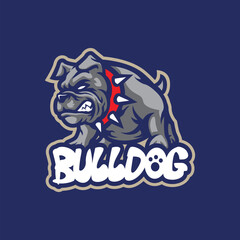 Bulldog mascot logo design vector with modern illustration concept style for badge, emblem and t shirt printing. Angry bulldog illustration for sport and esport team.