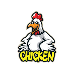 Chicken mascot logo design vector with modern illustration concept style for badge, emblem and t shirt printing. Smart chicken illustration.