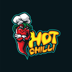 Hot chilli mascot logo design vector with modern illustration concept style for badge, emblem and t shirt printing. Smart chilli illustration.