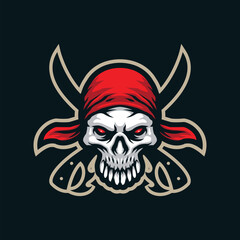 Pirates mascot logo design vector with modern illustration concept style for badge, emblem and t shirt printing. Skull head pirates illustration for sport and esport team.