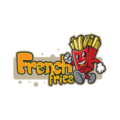 French fries mascot logo design vector with modern illustration concept style for badge, emblem and t shirt printing. Smart french fries illustration.
