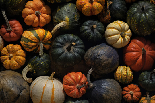 Colorful Pumpkins Halloween Autumn Season - Generative Ai