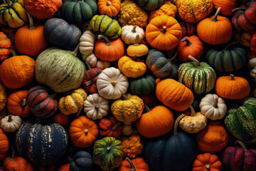 Colorful Pumpkin Decoration for Autumn - Generative Ai
