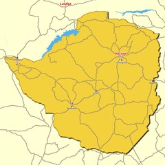 Obraz premium Map of Zimbabwe with main roads and highways