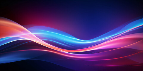 Abstract background with neon colorful rays of light created with AI