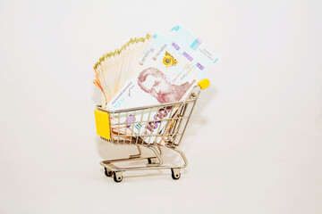 Dollars and shackles with drugs on a beautiful background close-up
