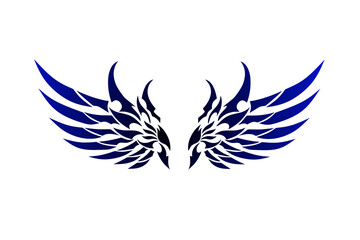 Illustration vector graphic of tribal art design blue wings 