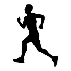 Vector illustration. Figure of a runner doing sports. Runs
