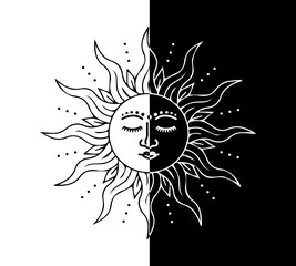 Celestial sun, vector for fashion, card, poster designs